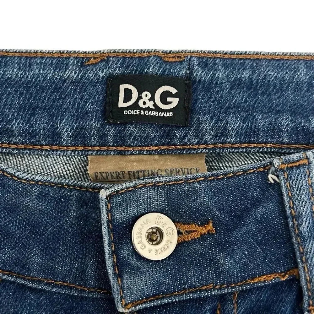 Dolce & Gabbana Women's Skinny Jeans - Dark Blue with Brown Patch - Picture 8 of 12